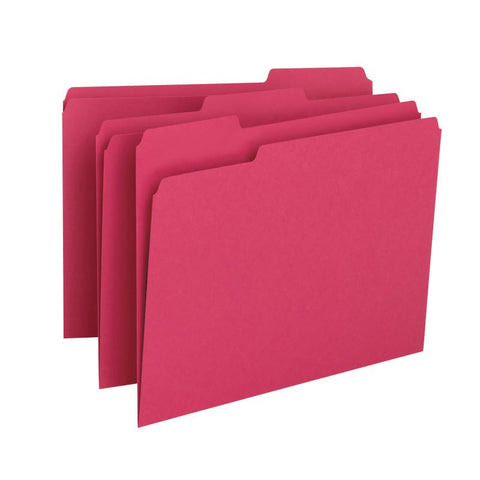 Smead File Folder, 1/3-Cut Tab, Letter Size, Red, 100 per Box (12743)