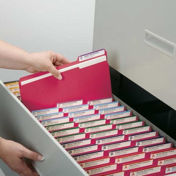 Smead File Folder, 1/3-Cut Tab, Letter Size, Red, 100 per Box (12743)