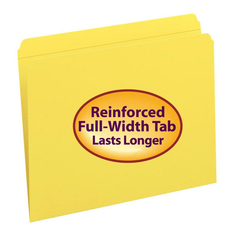 Smead File Folder, Reinforced Straight-Cut Tab, Letter Size, Yellow, 100 per Box (12910)