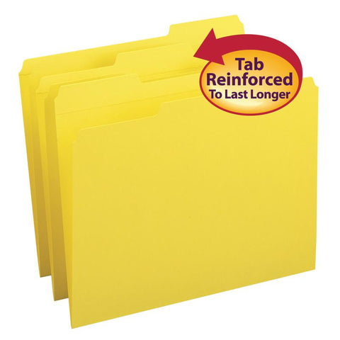 Smead File Folder, Reinforced 1/3-Cut Tab, Letter Size, Yellow, 100 per Box (12934)