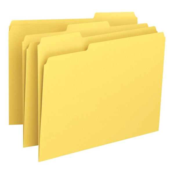 Smead File Folder, 1/3-Cut Tab, Letter Size, Yellow, 100 per Box (12943)