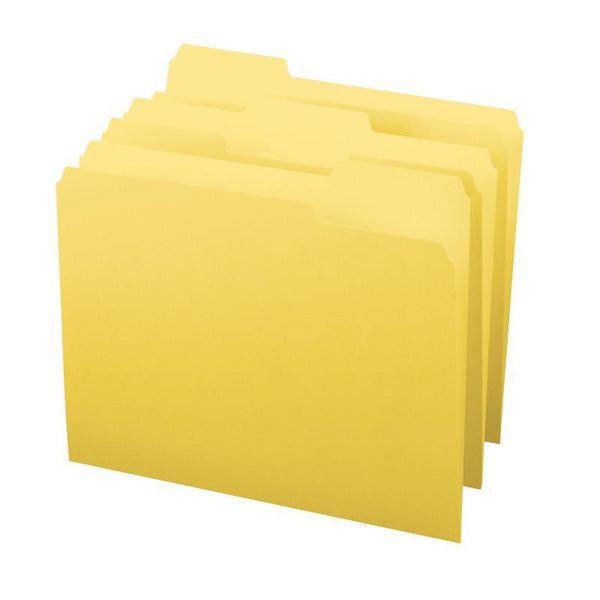 Smead File Folder, 1/3-Cut Tab, Letter Size, Yellow, 100 per Box (12943)