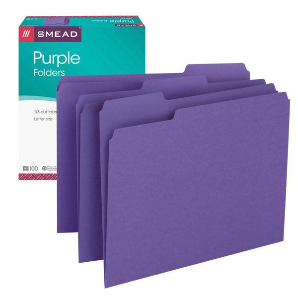 Smead File Folder, 1/3-Cut Tab, Letter Size, Purple, 100 per Box (13043)