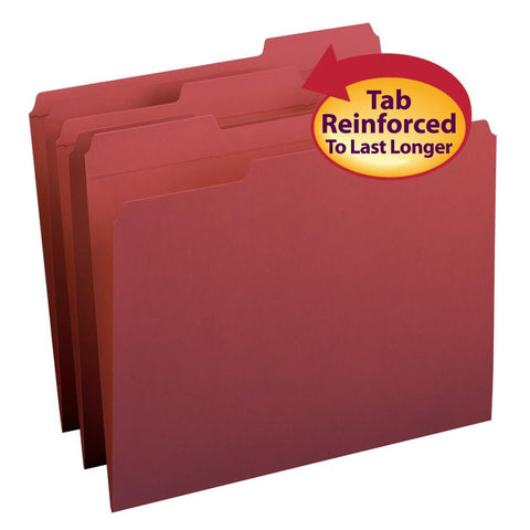 Smead File Folder, Reinforced 1/3-Cut Tab, Letter Size, Maroon, 100 per Box (13084)