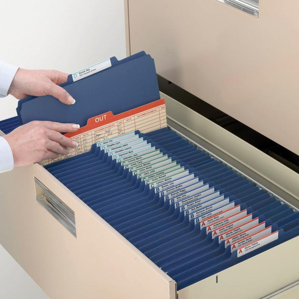 Smead Pressboard Classification File Folder with SafeSHIELD® Fasteners, 1 Divider, 2" Expansion, Letter Size, Dark Blue, 10 per Box (13732)