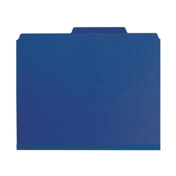 Smead Pressboard Classification File Folder with SafeSHIELD® Fasteners, 1 Divider, 2" Expansion, Letter Size, Dark Blue, 10 per Box (13732)