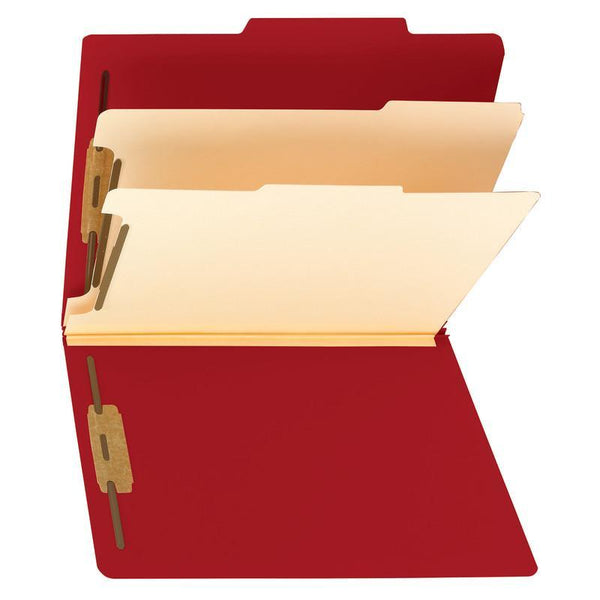 Smead Classification File Folder, 2 Divider, 2" Expansion, Letter Size, Red, 10 per Box (14003)