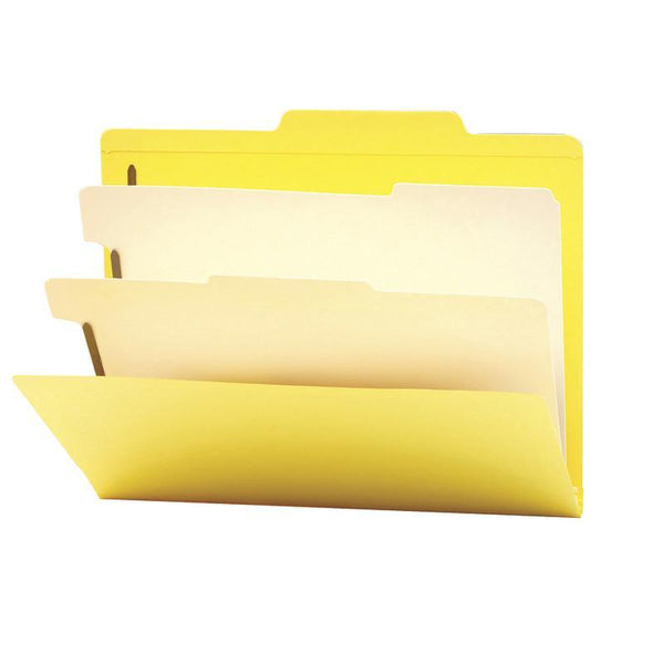 Smead Classification File Folder, 2 Divider, 2" Expansion, Letter Size, Yellow, 10 per Box (14004)