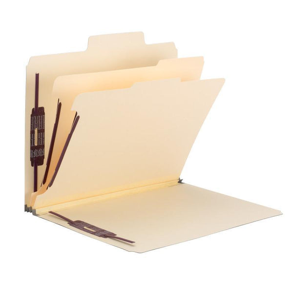 Smead SuperTab® Classification Folder, Oversized Tab, 2 Dividers, 2" Expansion, Letter Size, Maroon, 10 per Box (14013)
