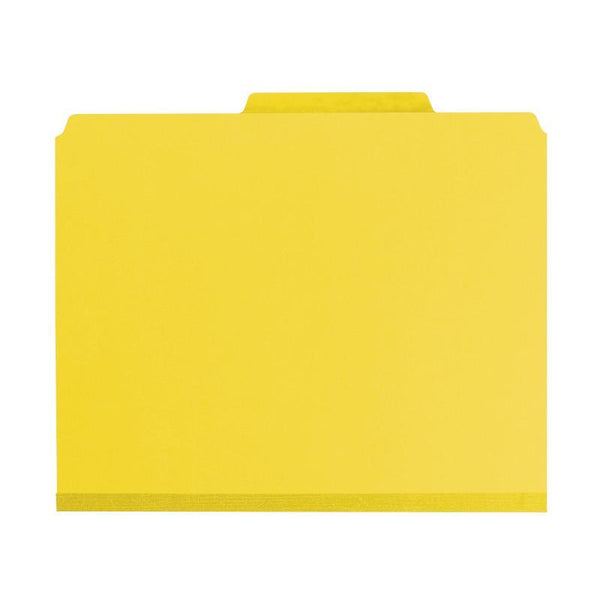 Smead Pressboard Classification File Folder with SafeSHIELD® Fasteners, 2 Dividers, 2" Expansion, Letter Size, Yellow, 10 per Box (14034)