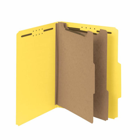 Smead 100% Recycled Pressboard Classification Folder, 2 Dividers, 2" Expansion, Letter Size, Yellow, 10 per Box (14064)