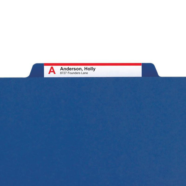 Smead Pressboard Classification Folder with Pocket Divider and SafeSHIELD® Fasteners, 2 Dividers, 2" Expansion, Letter Size, Dark Blue, 10 per Box (14077)