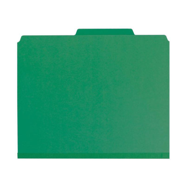 Smead Pressboard Classification File Folder with SafeSHIELD® Fasteners, 3 Dividers, 3" Expansion, Letter Size, Green, 10 per Box  (14097)