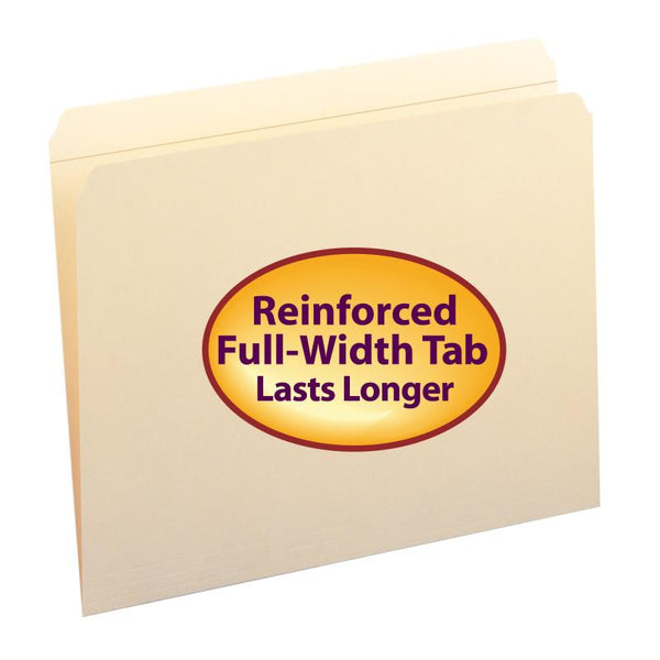 Smead Fastener File Folder, 1 Fastener, Reinforced Straight-Cut Tab, Letter Size, Manila, 50 per Box  (14510)