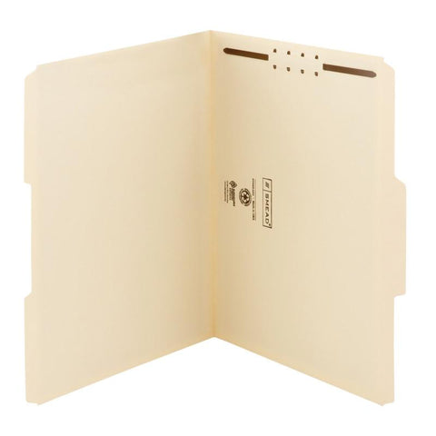 Smead Fastener File Folder, 1 Fastener, Reinforced 1/3-Cut Tab, Letter Size, Manila, 50 per Box  (14534)