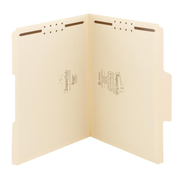 Smead SuperTab® Fastener File Folders, 2 Fastener, Oversized Reinforced 1/3- Cut Tab, Letter Size, Manila , 50 per Box (14535)