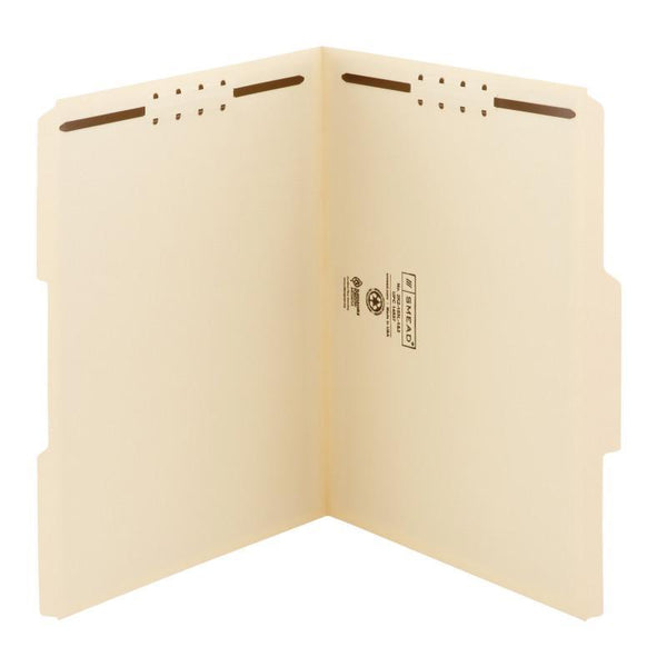 Smead Fastener File Folder, 2 Fasteners, Reinforced 1/3-Cut Tab, Letter Size, Manila, 50 per Box  (14537)