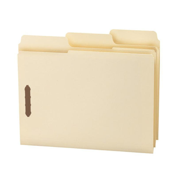 Smead SuperTab® Heavyweight Fastener File Folder, 2 Fasteners, Reinforced 1/3-Cut Tab, Guide Height, Letter Size, Manila, 50 per Box (14545)