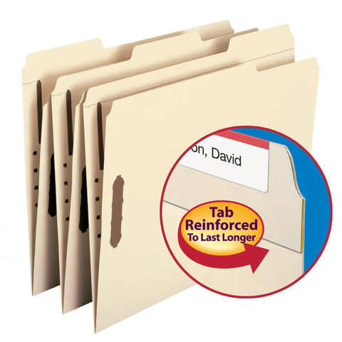 Smead 100% Recycled Fastener File Folder, 2 Fasteners, Reinforced 1/3-Cut Tab, Letter Size, Manila, 50 each per Box  (14547)