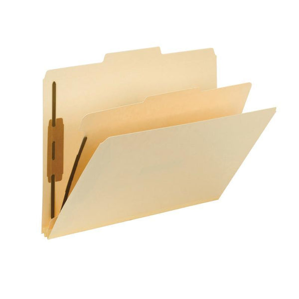 Smead Fastener Heavy-Duty File Folder with Divider, 2 Fasteners, Reinforced 1/3-Cut Tab, Letter Size, Manila, 10 per Box (14560)