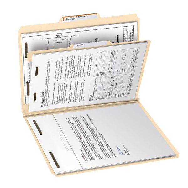 Smead Fastener Heavy-Duty File Folder with Divider, 2 Fasteners, Reinforced 1/3-Cut Tab, Letter Size, Manila, 10 per Box (14560)