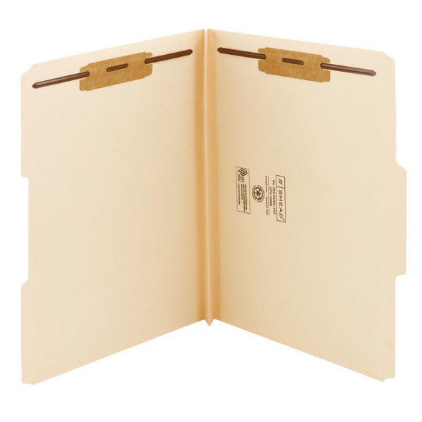 Smead Fastener File Folder, 2 Fasteners, Reinforced 1/3-Cut Tab, 1-1/2" Expansion, Letter Size, Manila, 50 per Box (14595)