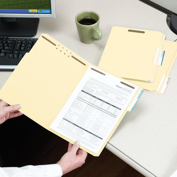 Smead Heavy-Duty Fastener File Folder, 2 Fasteners, 1/3-Cut Tab, Letter Size, Manila, 50 per Box (14600)