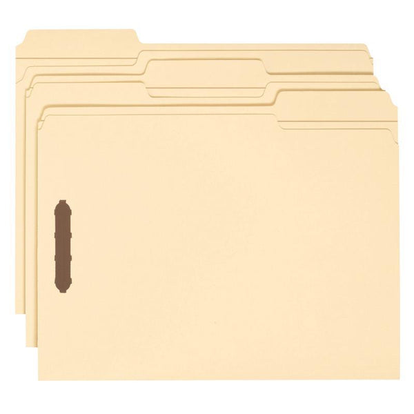 Smead Heavy-Duty Fastener File Folder, 2 Fasteners, 1/3-Cut Tab, Letter Size, Manila, 50 per Box (14600)