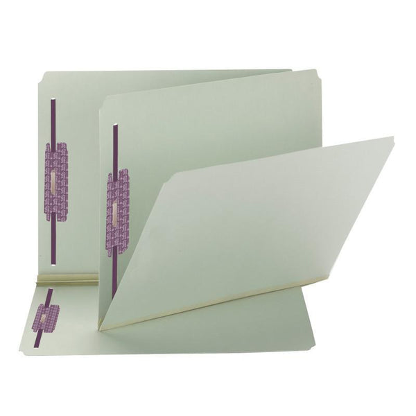 Smead Pressboard Fastener File Folder, 2 Fasteners, Straight-Cut Tab, 2" Expansion, Letter Size, Gray/Green, 25 per Box (14910)