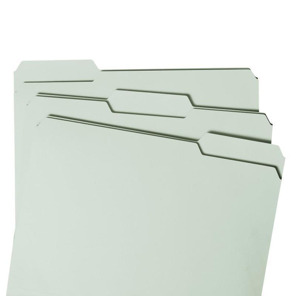 Smead Pressboard File Folder with SafeSHIELD® Fasteners, 2 Fasteners, 1/3-Cut Tab, 1" Expansion, Letter Size, Gray/Green, 25 per Box (14931)