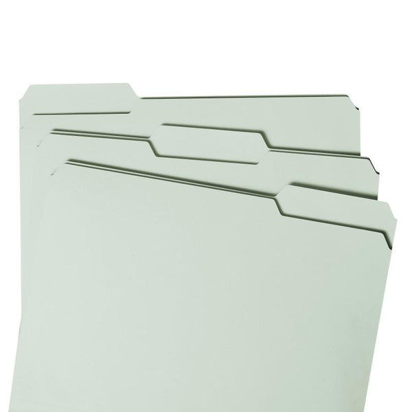 Smead Pressboard File Folder with SafeSHIELD® Fasteners, 2 Fasteners, 1/3-Cut Tab, 2" Expansion, Letter Size, Gray/Green, 25 per Box (14934)