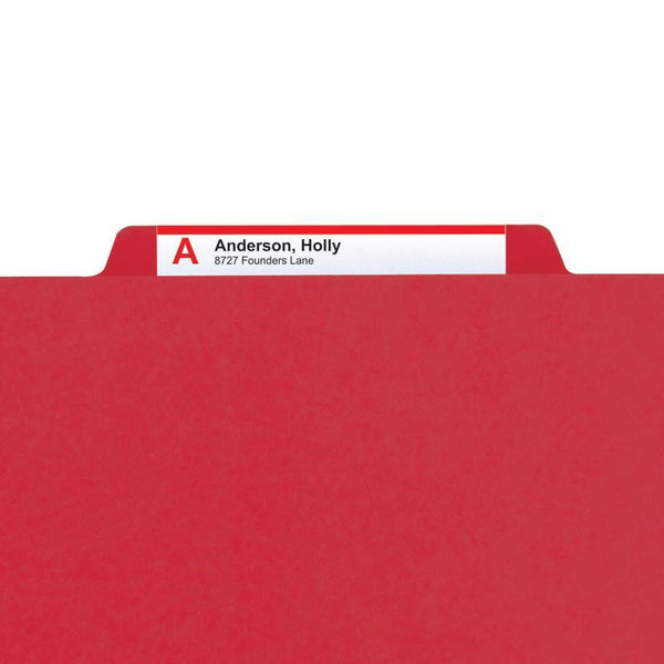 Smead Pressboard Fastener File Folder with SafeSHIELD® Fasteners, 2 Fasteners, 1/3-Cut Tab, 2" Expansion, Letter Size, Bright Red, 25 per Box (14936)