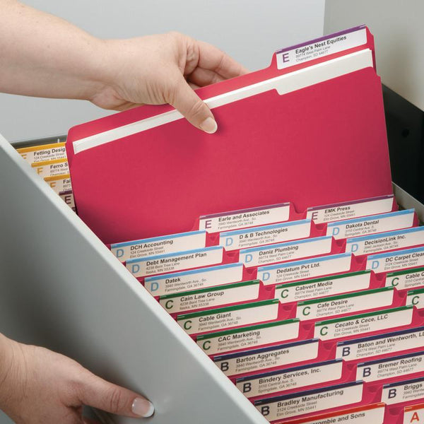 Smead Pressboard Fastener File Folder with SafeSHIELD® Fasteners, 2 Fasteners, 1/3-Cut Tab, 2" Expansion, Letter Size, Bright Red, 25 per Box (14936)