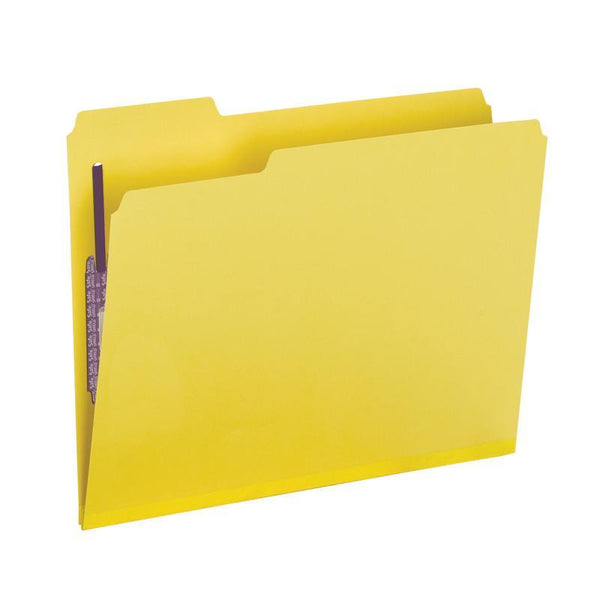 Smead Pressboard Fastener File Folder with SafeSHIELD® Fasteners, 2 Fasteners, 1/3-Cut Tab, 2" Expansion, Letter Size, Yellow, 25 per Box (14939)