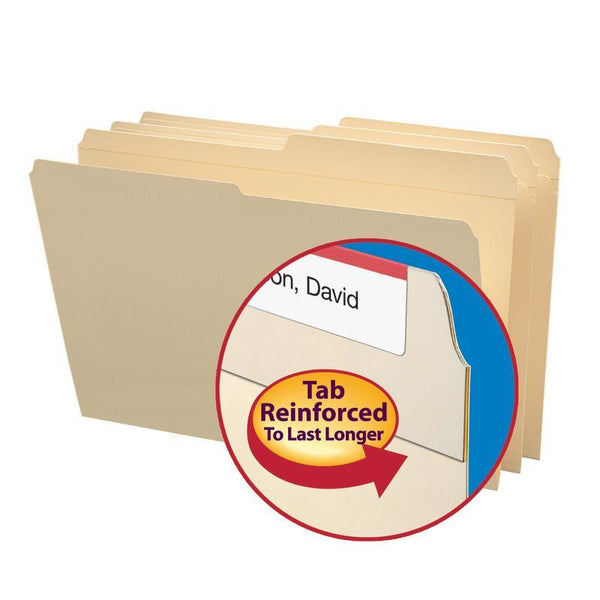Smead File Folder, Reinforced 1/2-Cut Tab, Assorted Positions, Legal Size, Manila, 100 per Box (15326)