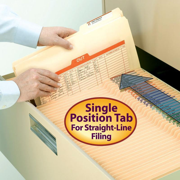 Smead File Folder, Reinforced 2/5-Cut Tab Right Position, Guide Height, Legal Size, Manila, 100 per Box (15386)