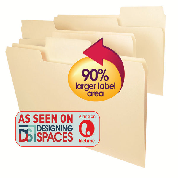 Smead SuperTab® Heavyweight File Folder, Oversized  1/3-Cut Tab, Legal Size, Manila, 50 per Box (15401)