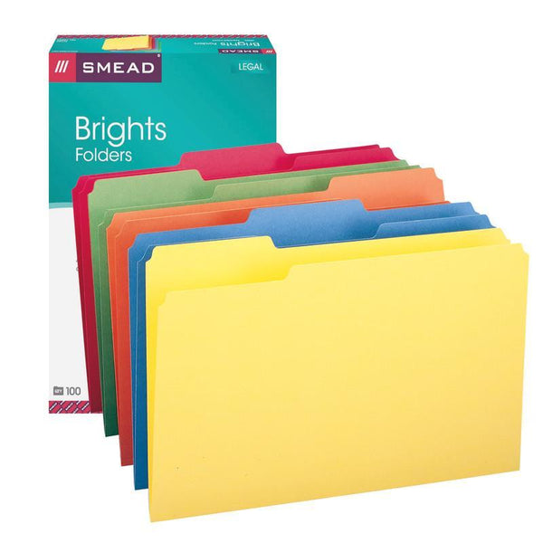 Smead File Folder, 1/3-Cut Tab, Legal Size, Assorted Colors, 100 per Box (16943)