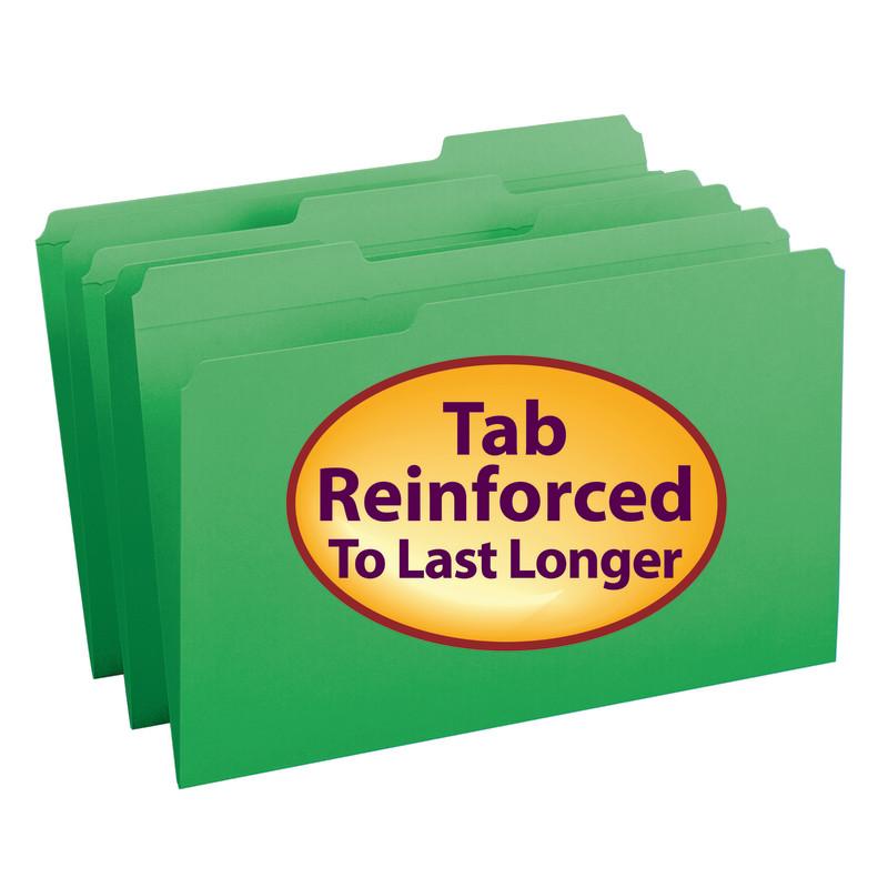 Smead File Folder, Reinforced 1/3-Cut Tab, Legal Size, Green, 100 per Box (17134)