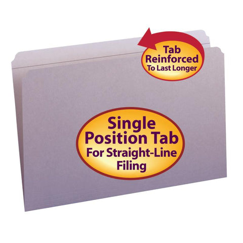 Smead File Folder, Reinforced Straight-Cut Tab, Legal Size, Lavender, 100 per Box (17410)