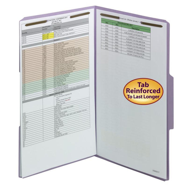 Smead Fastener File Folder, 2 Fasteners, Reinforced 1/3-Cut Tab, Legal Size, Lavender, 50 per Box (17440)