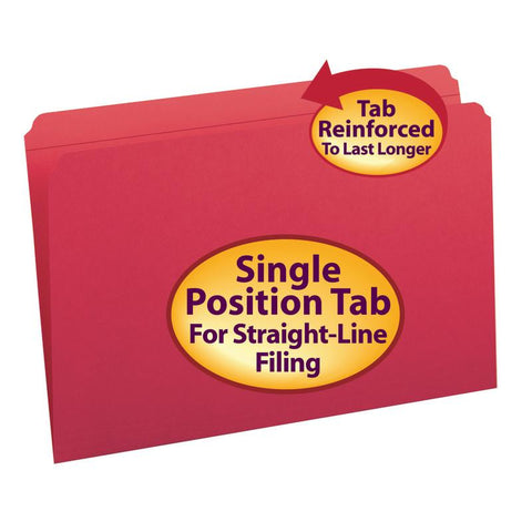 Smead File Folder, Reinforced Straight-Cut Tab, Legal Size, Red, 100 per Box (17710)