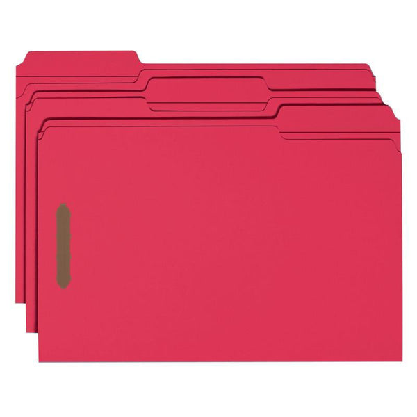 Smead Fastener File Folder, 2 Fasteners, Reinforced 1/3-Cut Tab, Legal Size, Red, 50 per Box (17740)
