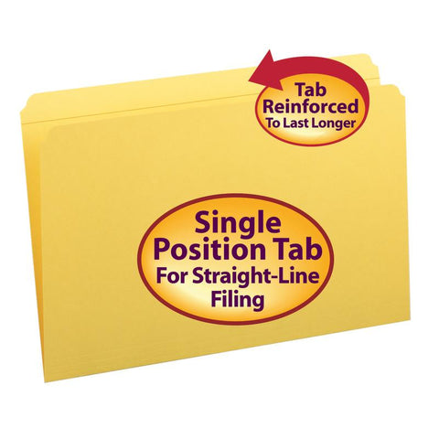 Smead File Folder, Reinforced Straight-Cut Tab, Legal Size, Yellow, 100 per Box (17910)