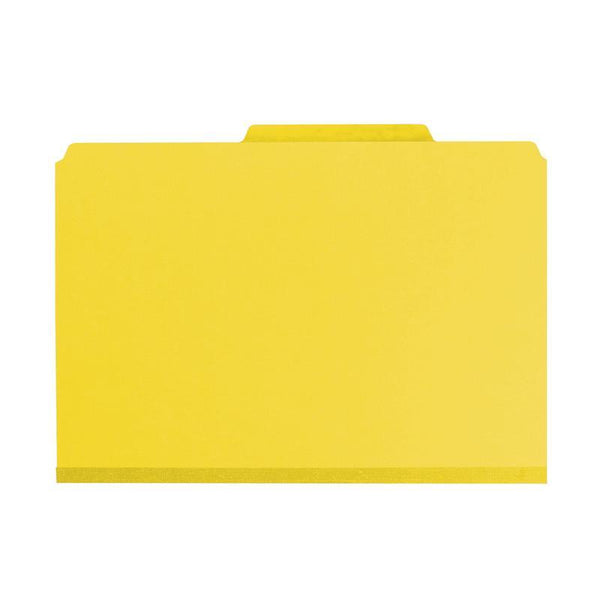 Smead Pressboard Classification File Folder with SafeSHIELD® Fasteners, 1 Divider, 2" Expansion, Legal Size, Yellow, 10 per Box (18734)