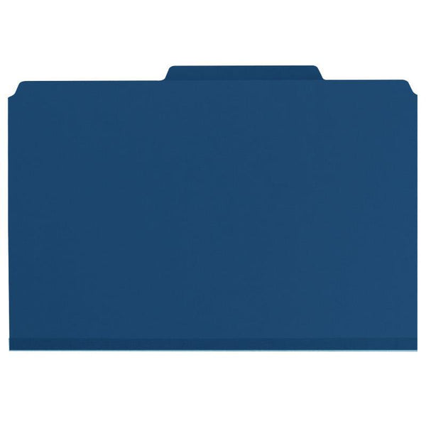Smead Pressboard Classification Folder with SAfeSHIELD® Fasteners, 2 Divider, 2" Expansion, Legal Size, Dark Blue, 10 per Box (19035)