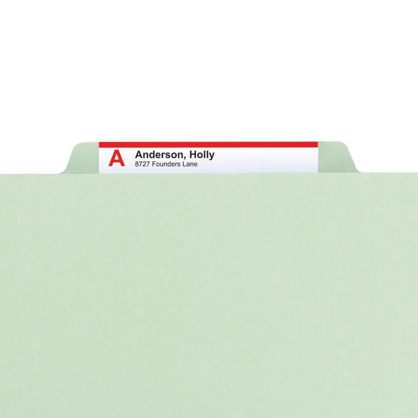 Smead Pressboard Classification File Folder with SafeSHIELD® Fasteners, 3 Dividers, 3" Expansion, Legal Size, Gray/Green, 10 per Box (19091)