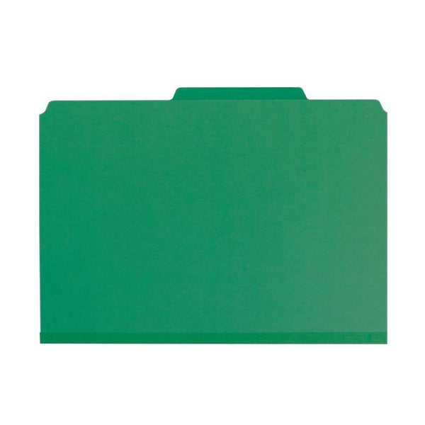 Smead Pressboard Classification File Folder with SafeSHIELD® Fasteners, 3 Dividers, 3" Expansion, Legal Size, Green, 10 per Box (19097)