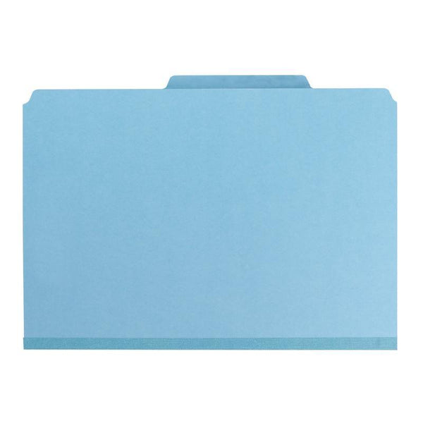 Smead Premium Pressboard Classification File Folder with SafeSHIELD® Fasteners, 2 Dividers, 2" Expansion, Legal Size, Blue, 10 per Box (19204)