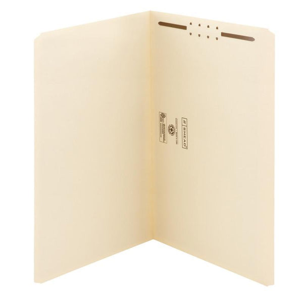 Smead Fastener File Folder, 1 Fastener, Reinforced Straight-Cut Tab, Legal Size, Manila, 50 per Box (19510)